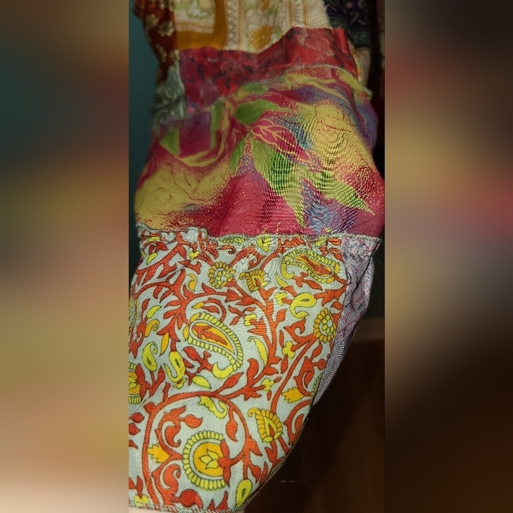 Patchwork 100% silk dress / skirt - Picture 6 of 15